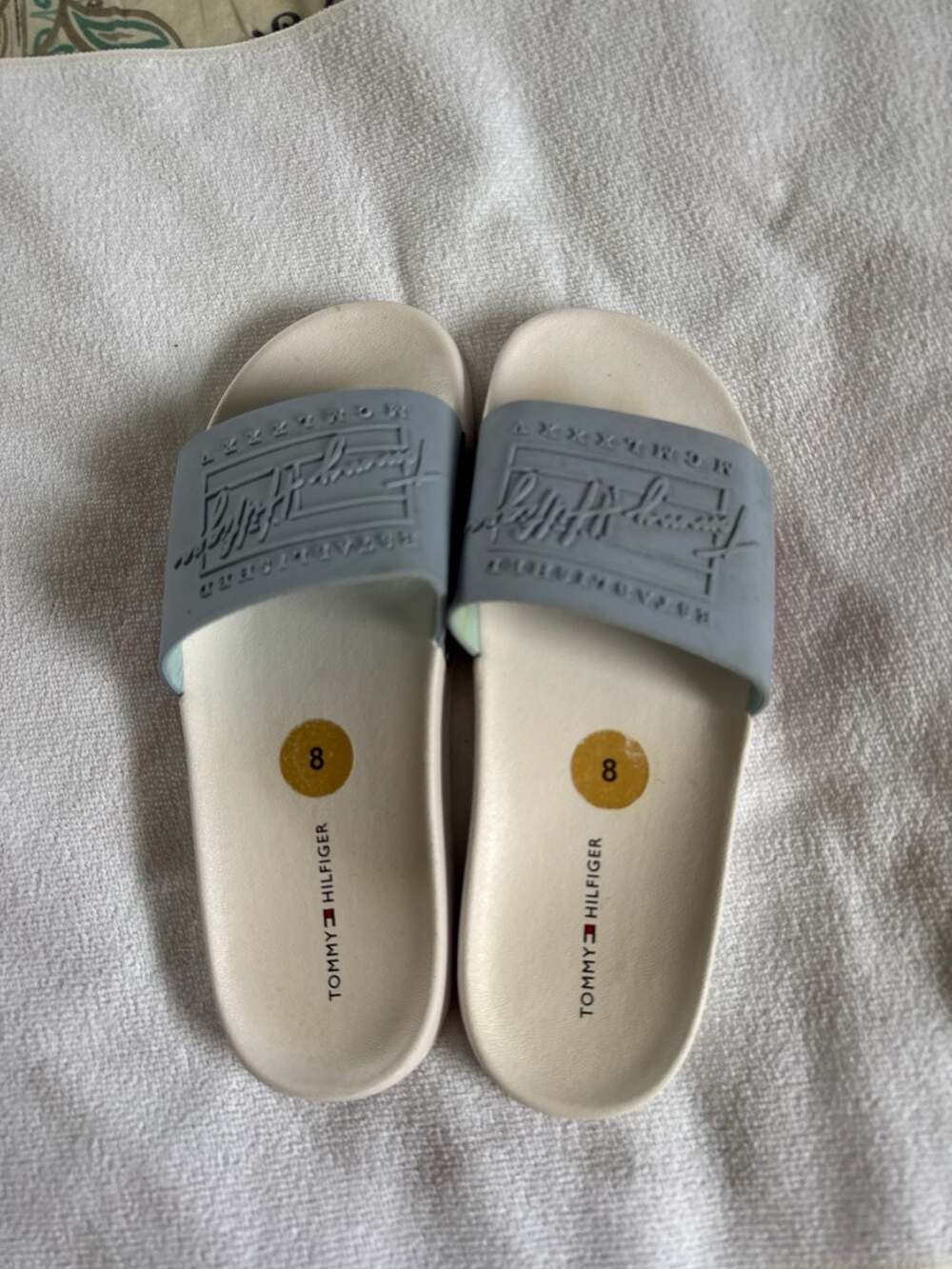 Tommy Hilfiger Signature Logo Slide Sandals Size 8